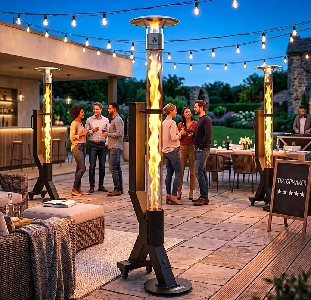 Terrassenstrahler XXL Pellet Feuersäule Feuerrohr Terrassenheizer Heizstrahler